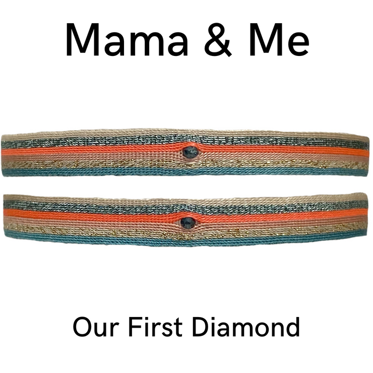 MAMA & ME HANDMADE BLUE DIAMOND BRACELET SET IN BRIGHT TONES