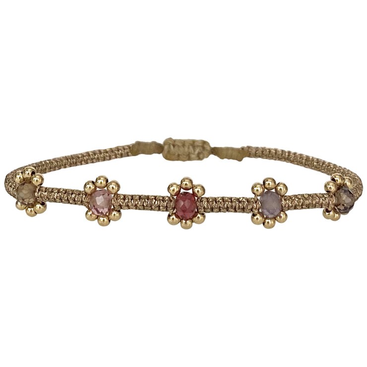 LILAC HANDMADE BRACELET WITH GOLD AND SEMI-PRECIOUS STONES