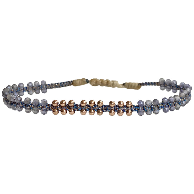 HANDMADE MARA BRACELET FEATURING IOLITE STONE AND ROSE GOLD DETAILS