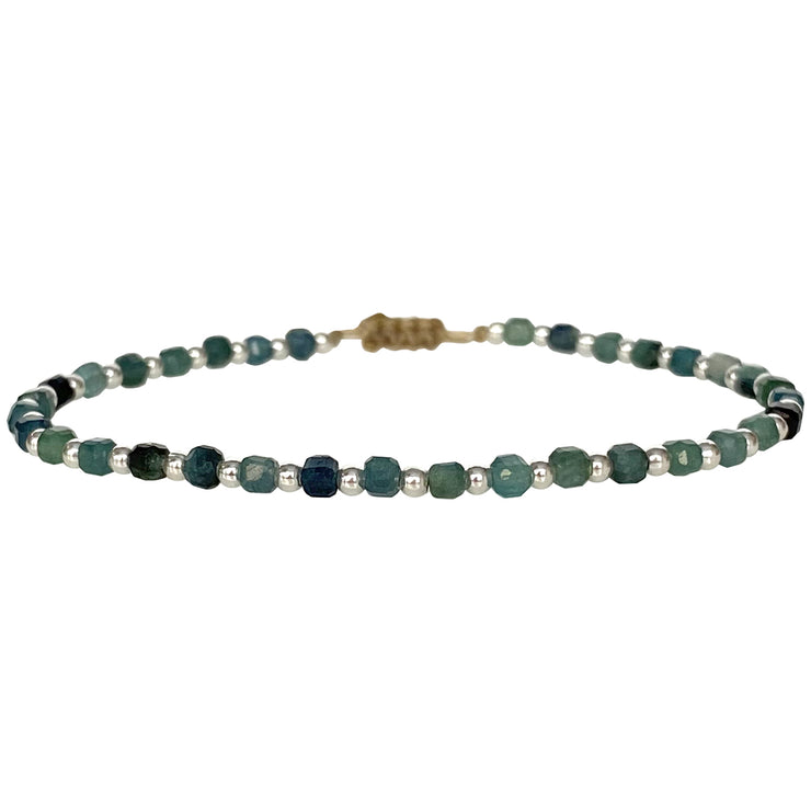 SCARLETT HANDMADE BRACELET FEATURING BLUE TOURMALINE STONES AND SILVER BEADS