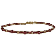 HANDMADE STONE SAND BRACELET FEATURING RHODOLITE STONE AND GOLD BEADS DETAILS