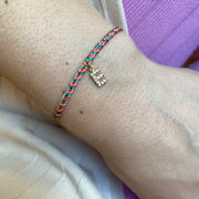 PETITE HANDMADE BRACELET FEATURING LETTER E ZIRCON CHARM