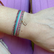 PETITE HANDMADE BRACELET FEATURING LETTER E ZIRCON CHARM