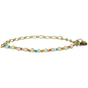 This anklet is handmade from 24-karat gold vermeil chain, freshwater pearls intermixed with 14-karat gold vermeil faceted beads and glass beads. Adjustable to your desired fit.    Details:  -  Pendant length:  10cm / 4in  - Pendant width:  3mm