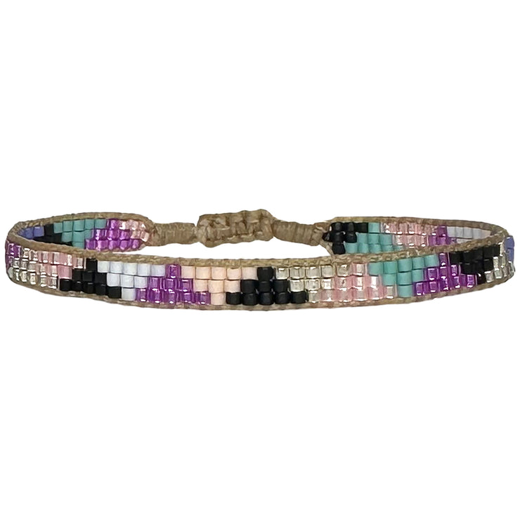     Women Bracelet     Japanese glass beads     Handwoven adjustable bracelet     Width 5mm     Can be worn in the  water