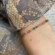 Scarlett Handmade Bracelet Featuring Watermelon Tourmaline Stones And Gold Beads