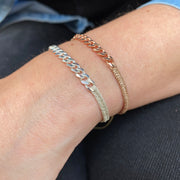 CURVE HANDMADE BRACELET WITH SILVER CHAIN DETAIL